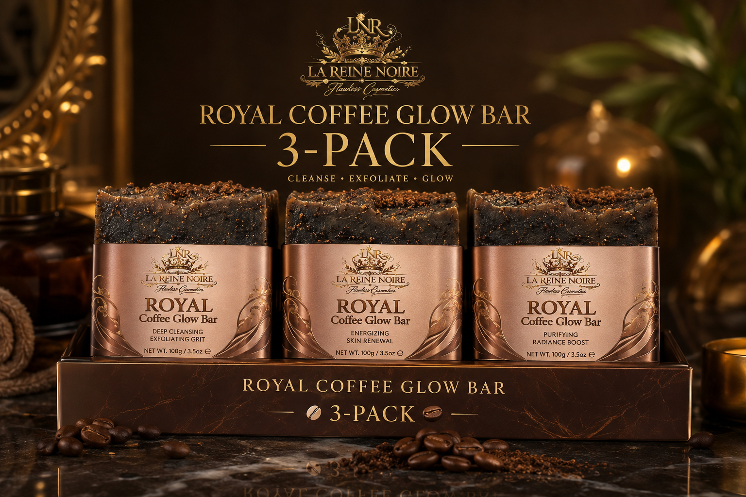 Royal Coffee Glow Bar – Soap Bundle (3-Pack)