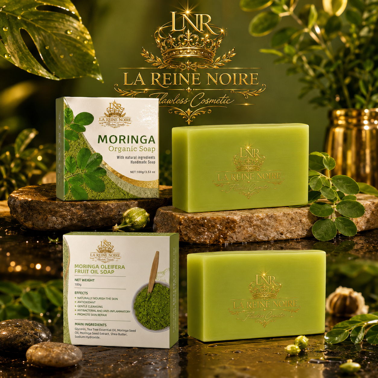 Flawless Royal Glow Moringa Soap 100% Organic Natural Moringa Seed Bar Soap-Moisturizing Anti-Aging for All Skin Types