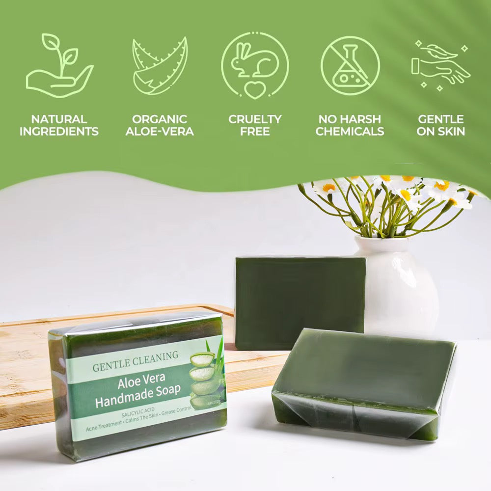 Flawless Royal Glow Aloe Vera Effective Acne Removal Facial & Body Deep Cleansing Cool Fresh Aloe Vera Soap