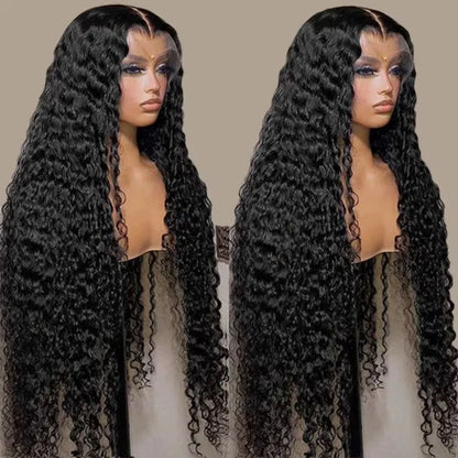 Flawless Burmese 13x6 Curly Human Hair Wig,Best Quality Glueless Long Length Natural Transparent Deep Wave Lace Hair Wig