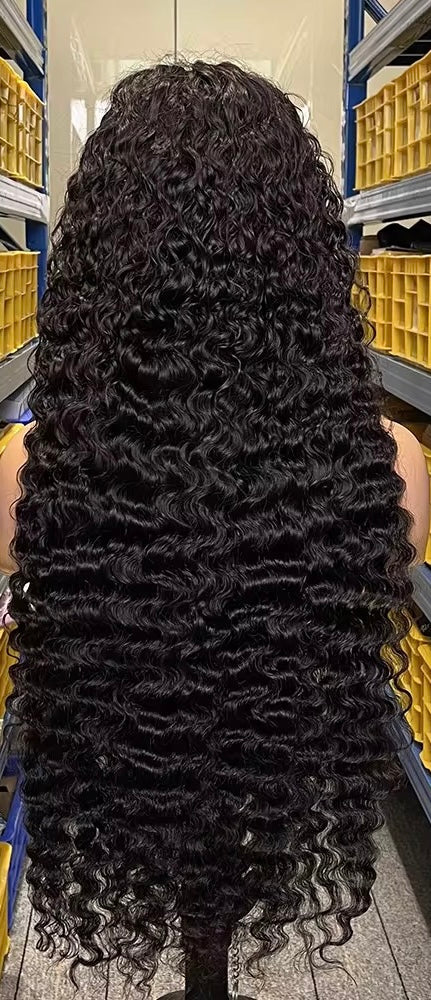 Flawless Burmese 13x6 Curly Human Hair Wig,Best Quality Glueless Long Length Natural Transparent Deep Wave Lace Hair Wig